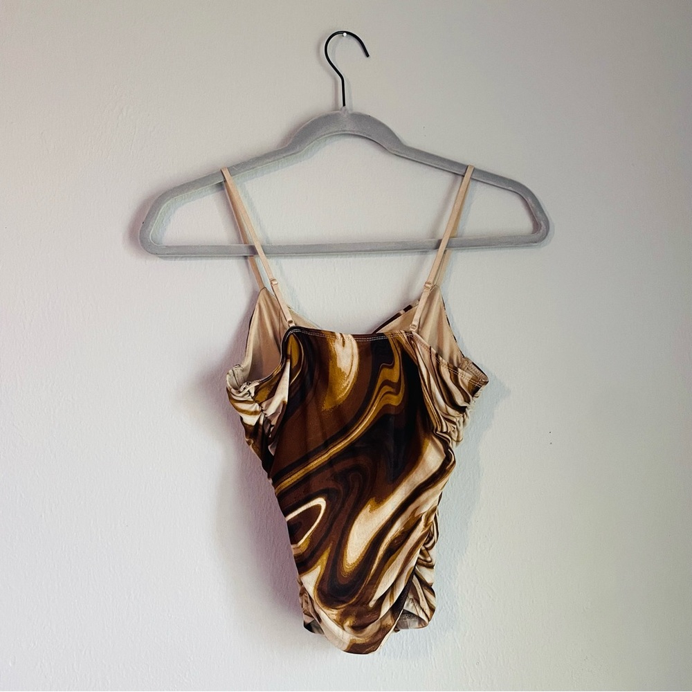 Brown Ruched Strap Top - Picture 3 of 3